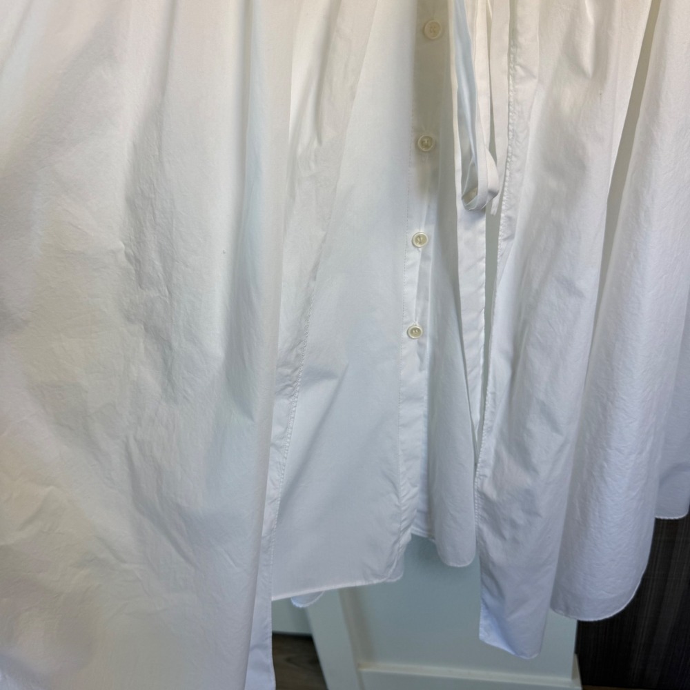 Zara White Poplin Shirt Midi Dress Button Down Front Size Large - Picture 11 of 16